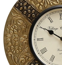 Beautiful Wooden Rajasthani Art Work Wall Clock - Wooden, Acrylic/ Decorative Clock, Pack of 1, Round